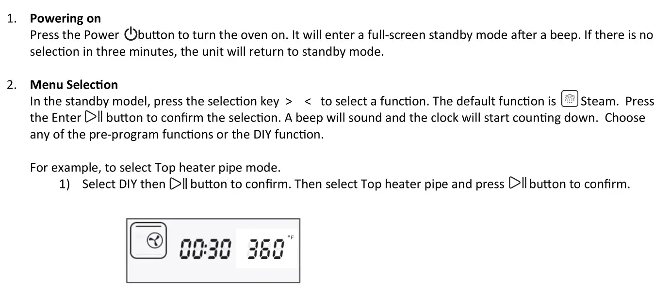 Whynter TSO-488GB Countertop Multi Function Convection Steam Oven - OPERATING INSTRUCTIONS