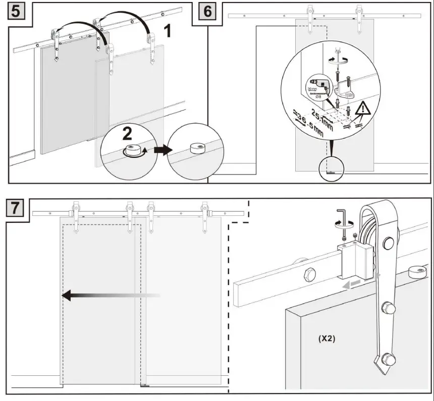 JAXPETY HG61Y0090 Low Profile Indoor Sliding Barn Door Hardware W Track - FIG