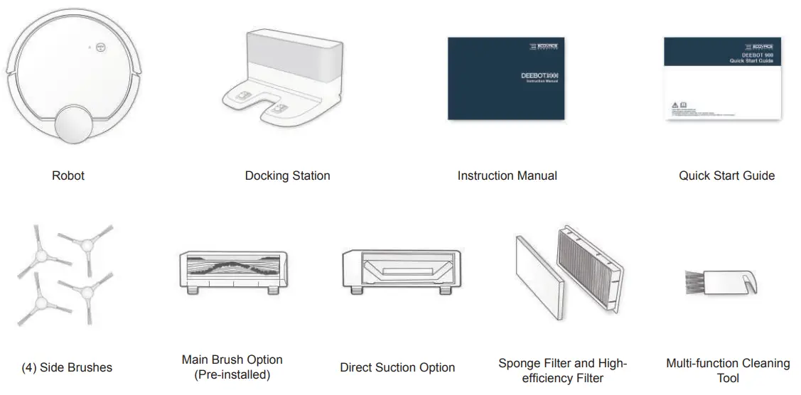 ECOVACS DEEBOT 900 Smart Robotic Vacuum - Package Contents