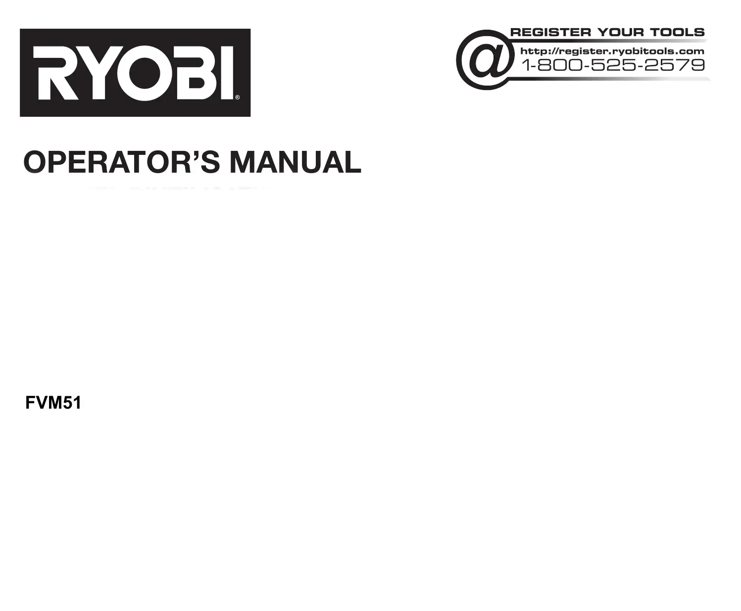 RYOBI FVM51 USB Lithium Rotary Tool Kit User Manual