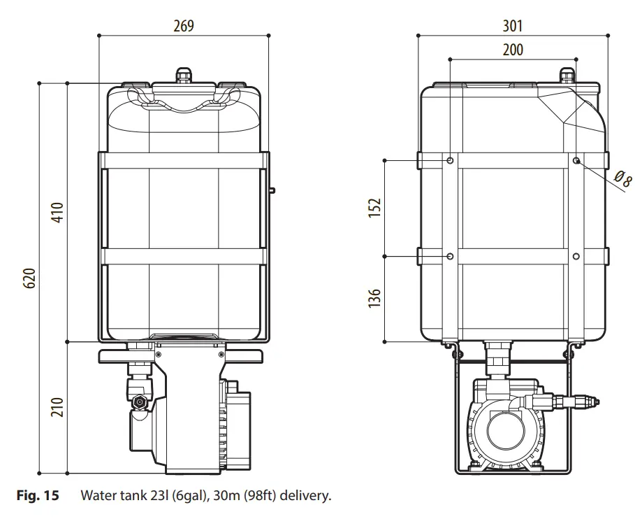 VIDEOTEC Was 5 or 23 Liter Tank with Pump - fig