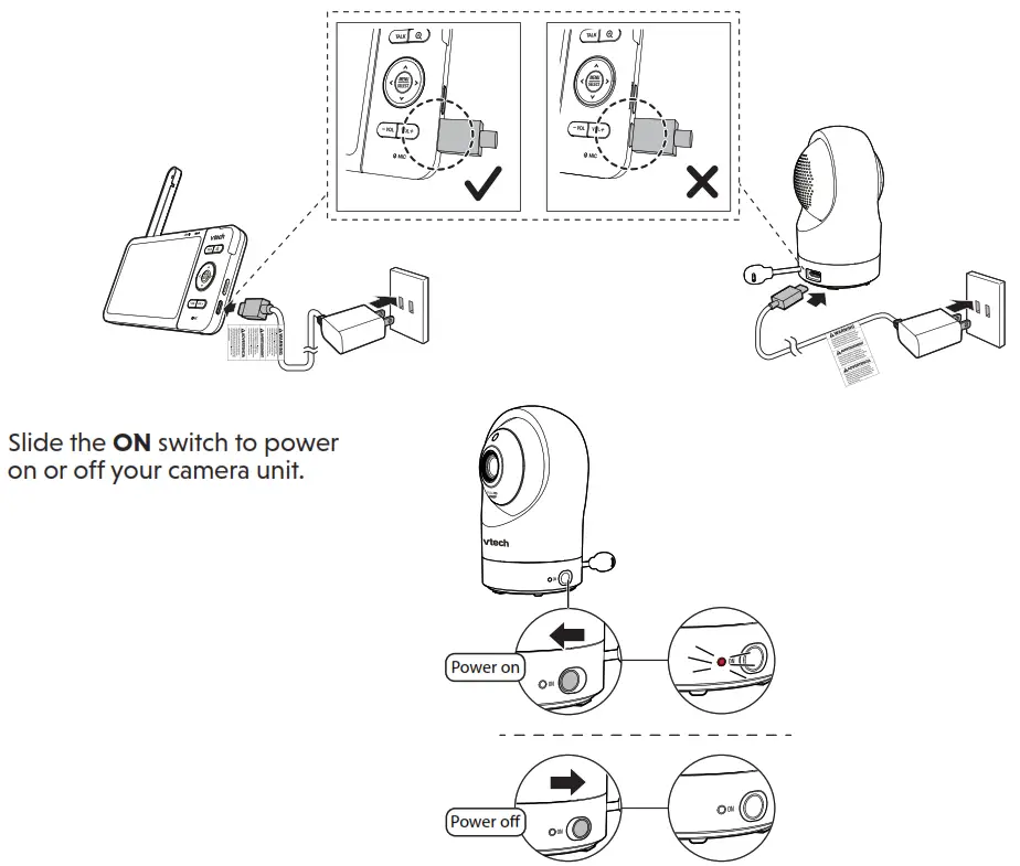 vtech 5-inch Smart Wi-Fi -Charge the parent unit battery