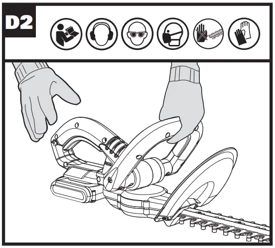 WG259E Cordless Hedge Trimmer Operation illustration