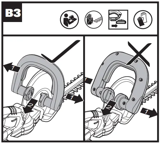 WG259E Cordless Hedge Trimmer Operation illustration