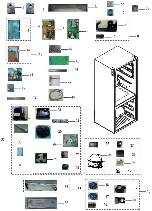 SAMSUNG RL4014UBASL SA Bottom Mount Refrigerator - Cabinet compartment