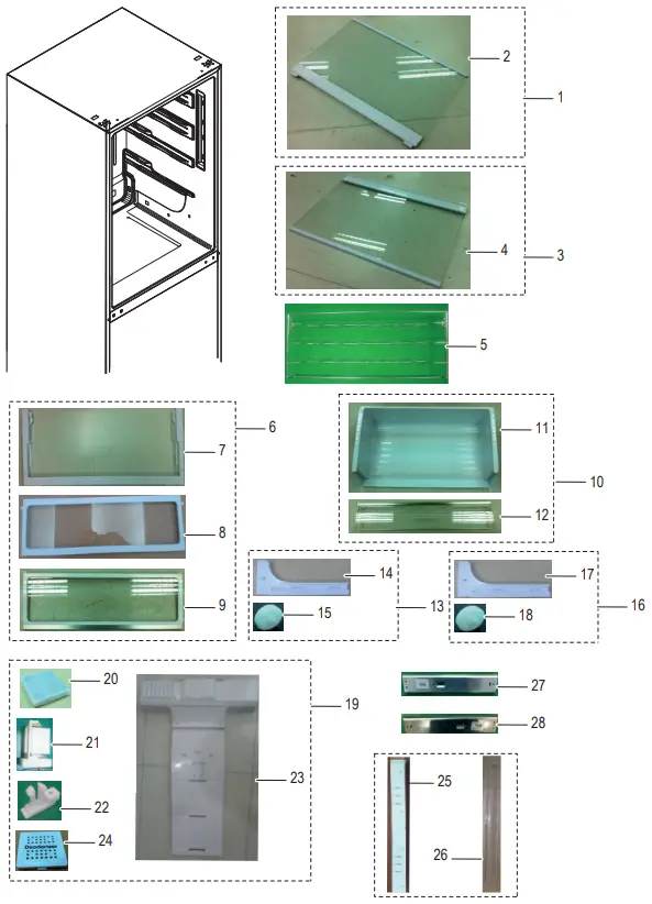 SAMSUNG RL4014UBASL SA Bottom Mount Refrigerator - Fridge compartment