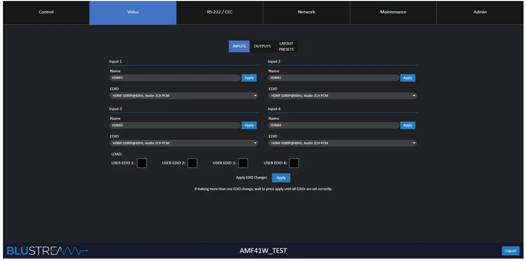 BLUSTREAM AMF41W Multi Format Presentation Hub - setting 11