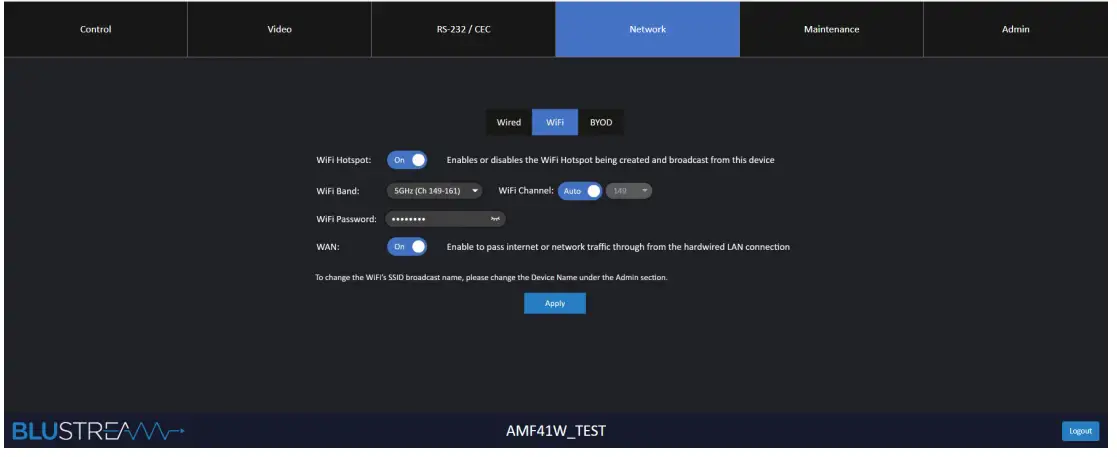 BLUSTREAM AMF41W Multi Format Presentation Hub - setting 4