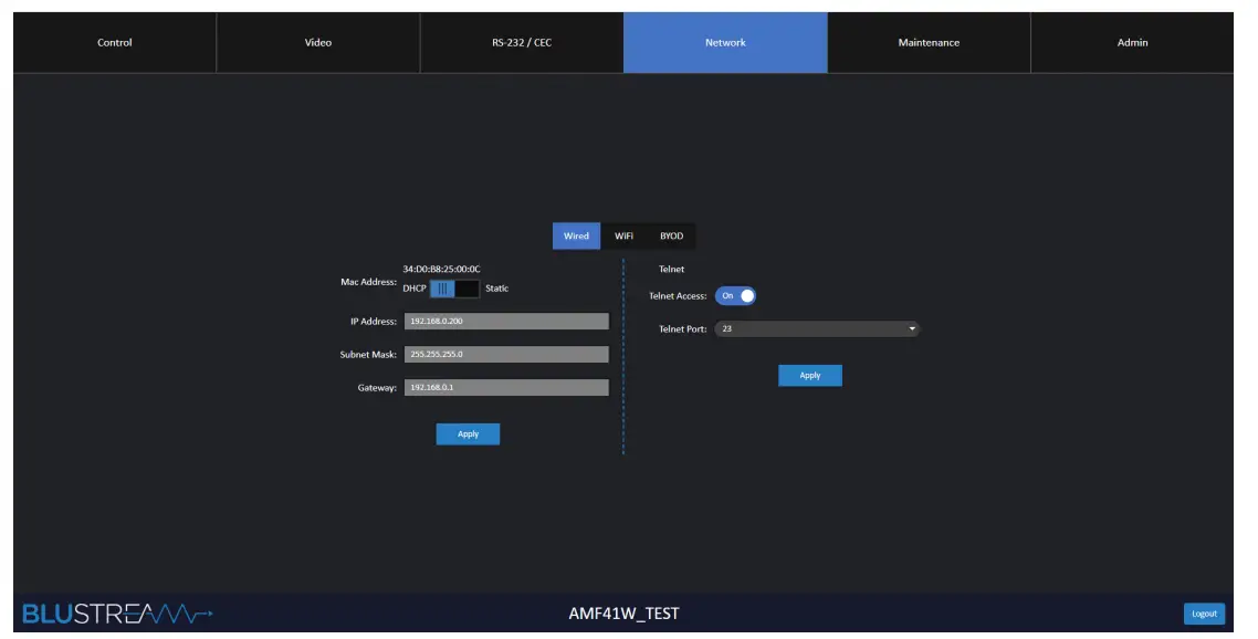 BLUSTREAM AMF41W Multi Format Presentation Hub - setting 5