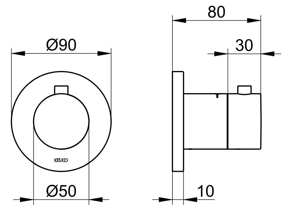 KEUCO 59553 010001 IXMO Thermostatic Shower Mixer - fig 1