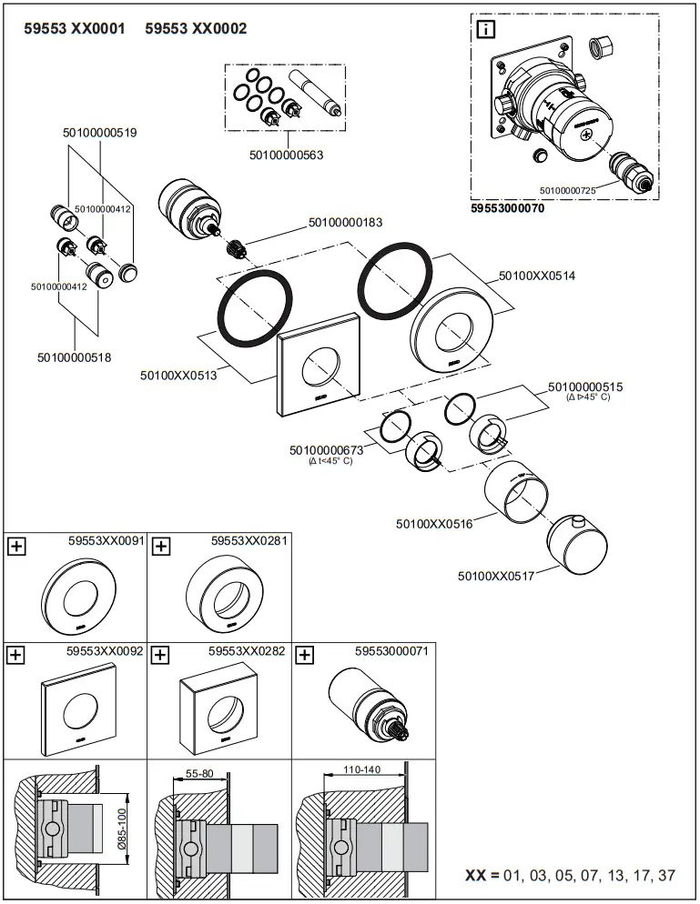 KEUCO 59553 010001 IXMO Thermostatic Shower Mixer - fig 6
