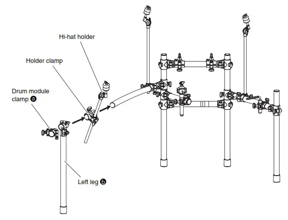 Assembling the hi-hat holder 2