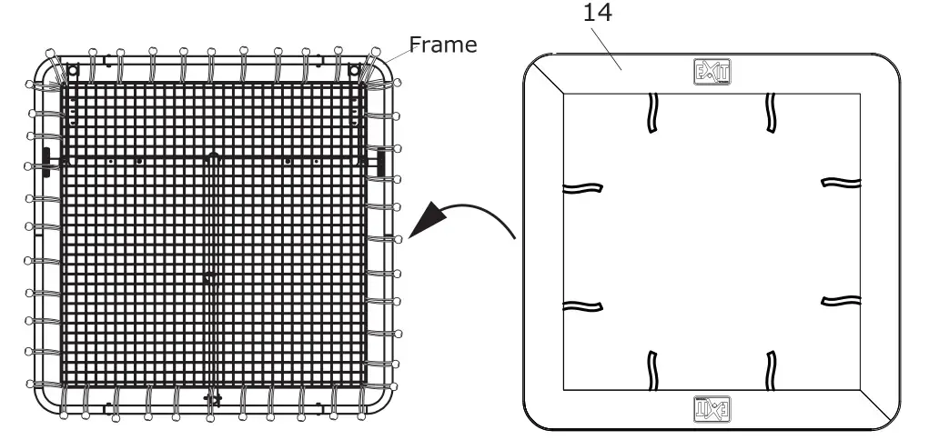 EXIT Kickback HL Rebounder - Attach the PAD (14) to the Frame