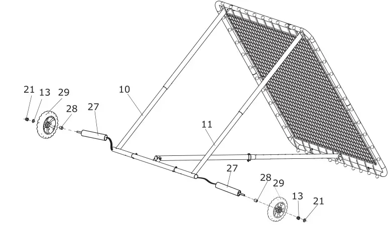 EXIT Kickback HL Rebounder - Attach the Wheel (29) and Bushing (28)