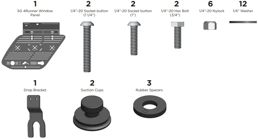 SHERPA 5G 4Runner Window Panel - HARDWARE CHECKLIST
