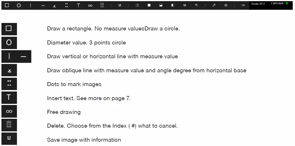 TEK-SCOPE Plus HD Inspection System Draw Mode Toolbar