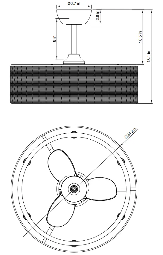 IHOMEadore A556606CA110V Indoor Brown Caged Ceiling Fan fig 1