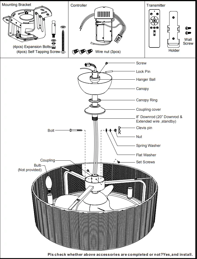 IHOMEadore A556606CA110V Indoor Brown Caged Ceiling Fan fig 11