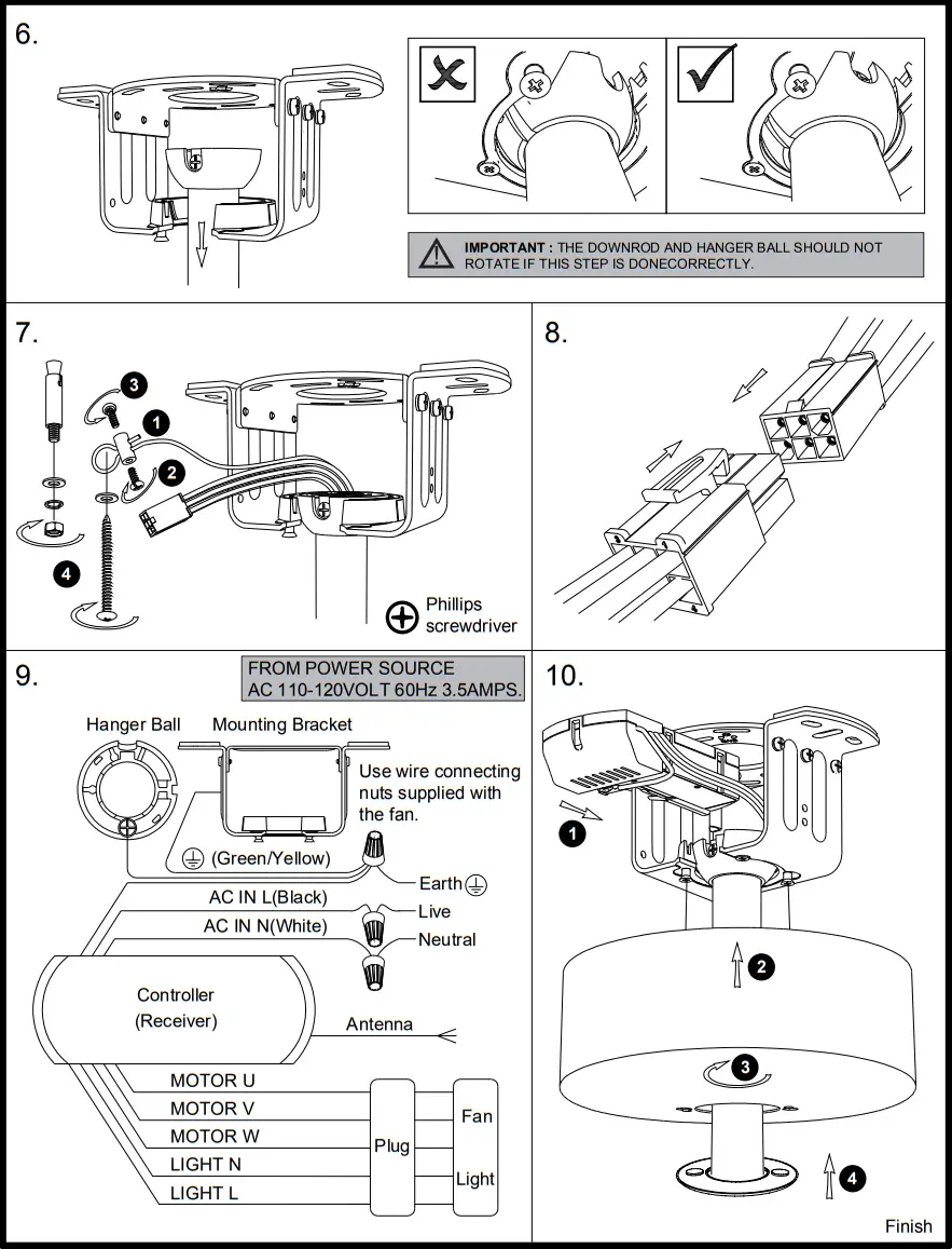 IHOMEadore A556606CA110V Indoor Brown Caged Ceiling Fan fig 6