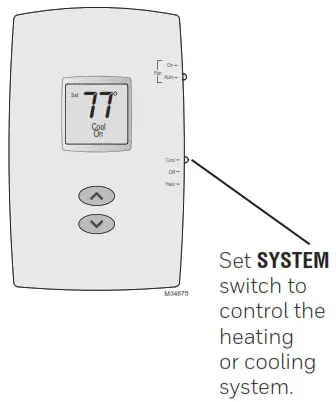 Honeywell Non-Programmable Thermostat - Select the system setting