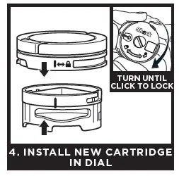 INSTALL NEW CARTRIDGE
IN DIAL
