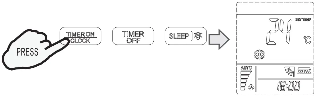 perfect aire 3PAMSH36B SZW Remote Contro - CLOCK button