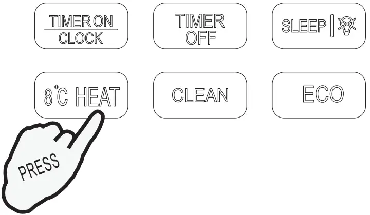 perfect aire 3PAMSH36B SZW Remote Contro - HEATING mode