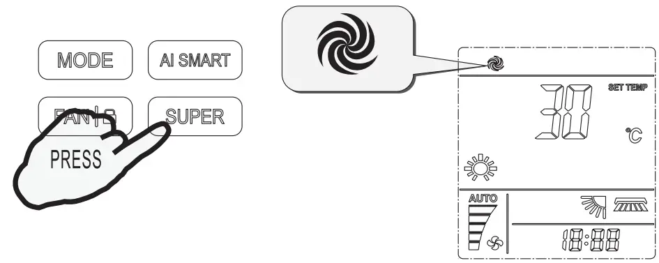 perfect aire 3PAMSH36B SZW Remote Contro - Heat mode