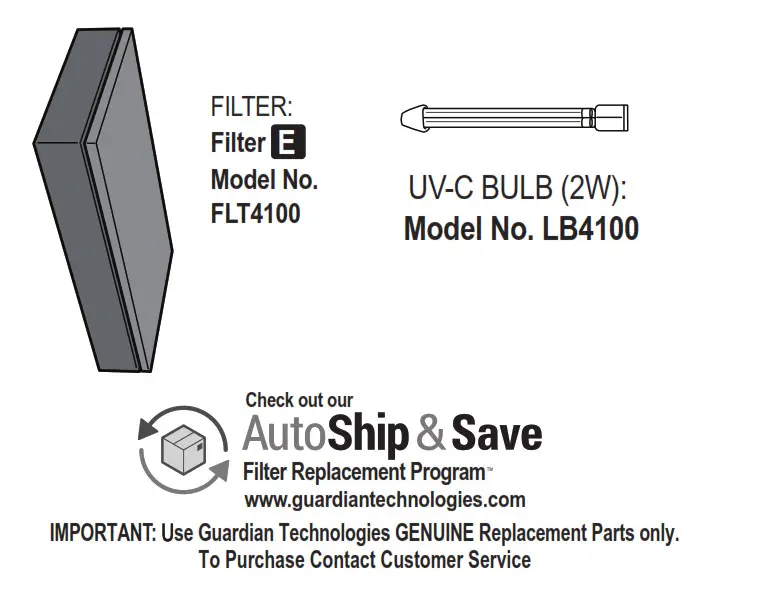 guardian technologies Table Top Air Purifier - REPLACEMENT PARTS