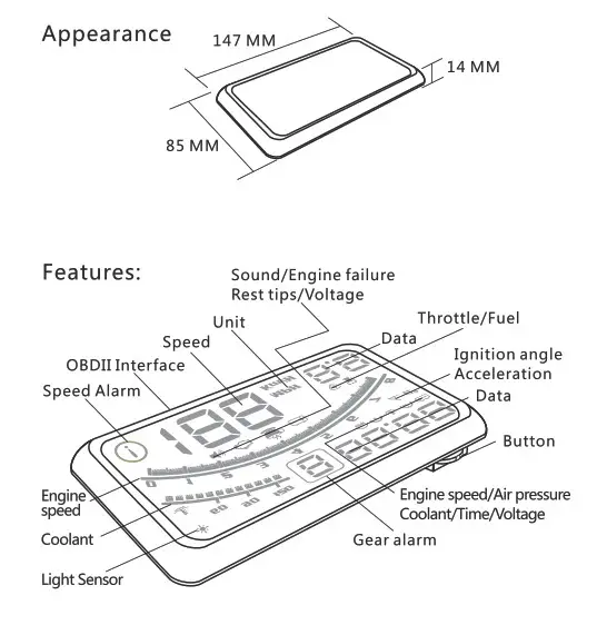 vjoychina HUD Connect the Car