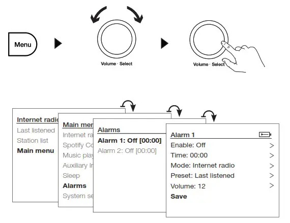 PURE 154117 Elan IR3 Portable Internet Radio - alarms