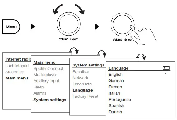 PURE 154117 Elan IR3 Portable Internet Radio - language
