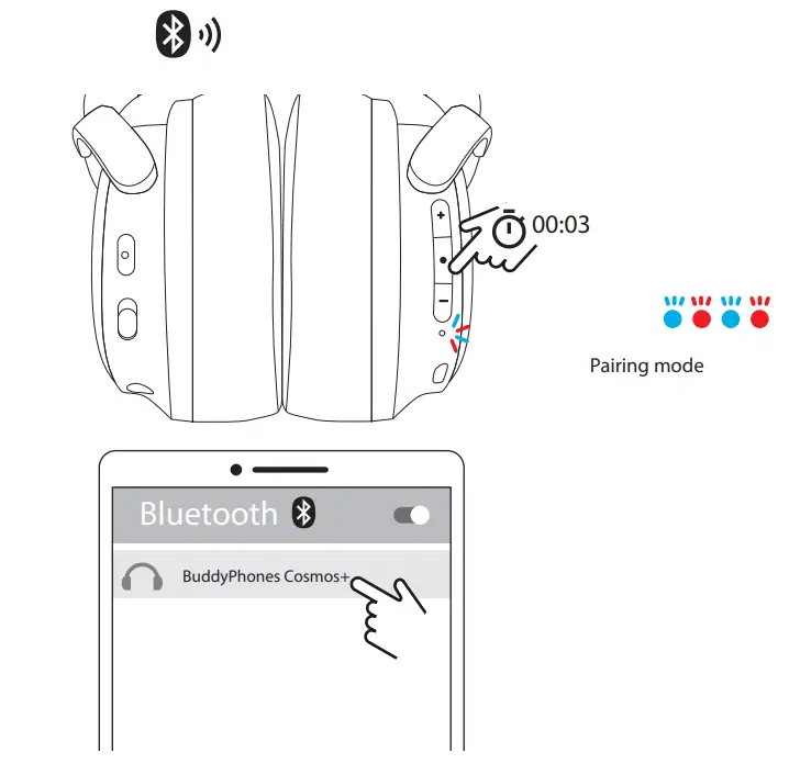 BuddyPhones Cosmos+ Active Noise Cancellation Headphones User Manual - Pairing