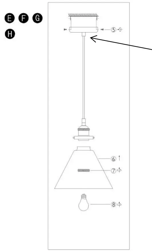 JOHN LEWIS Glass Cone Ceiling Pendant User Guide - Product assembly Step 3