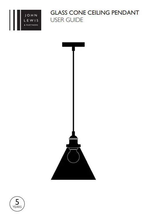 JOHN LEWIS Glass Cone Ceiling Pendant User Guide