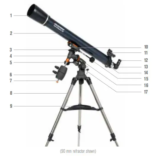 CELESTRON 21062 AstroMaster 70EQ Refractor Telescope - part list 1