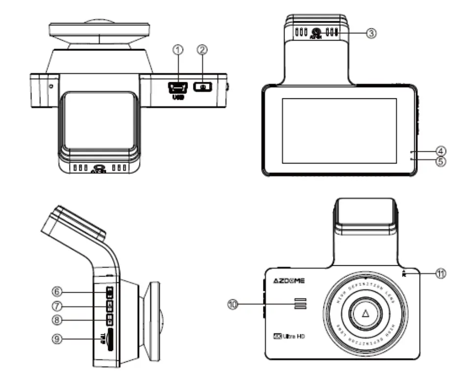 AZDOME-M63-Car-DVR-Built-in-GPS-WiFi-with-Dual-Lens-8MP-Sony-Camera-1
