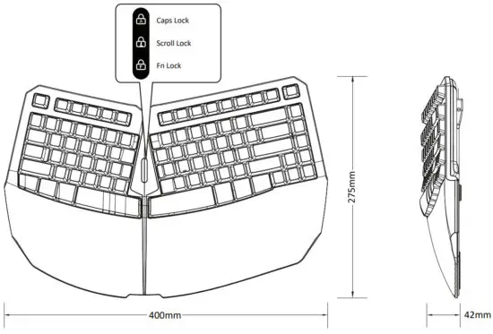 perixx PERIBOARD 413 Wired USB Ergonomic Mini Split Keyboard - fig1
