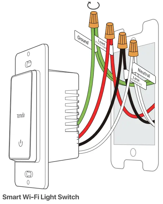 Tenda SS3V1 Smart Wi Fi Light Switch - lode wire nuts
