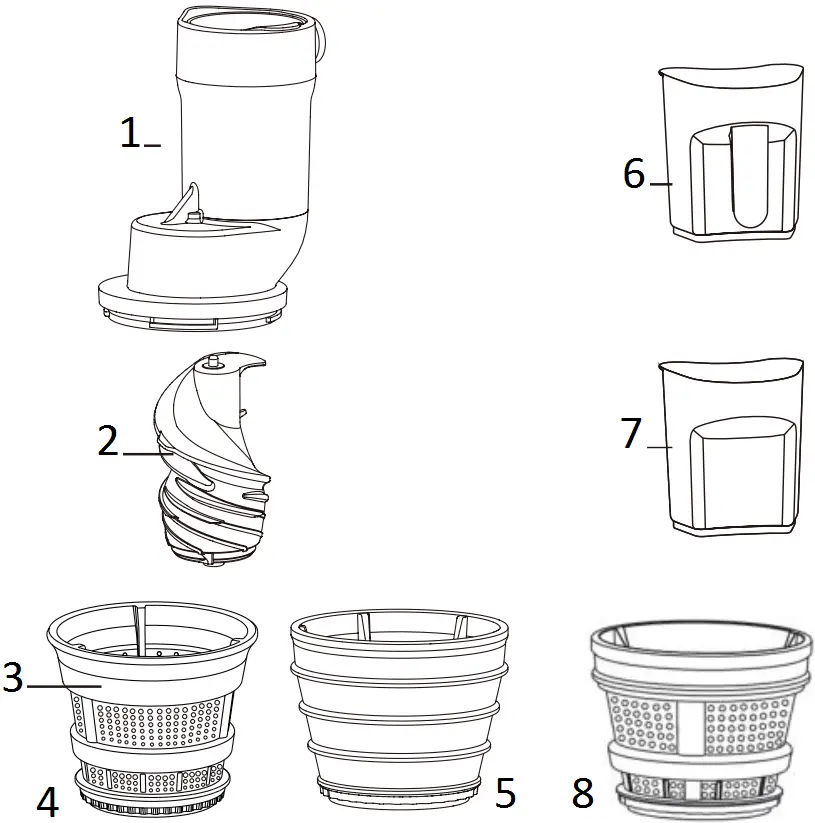 PHILCO PHJE 5030 Slow Juicer PARTS NAME AND ACCESSORIES A