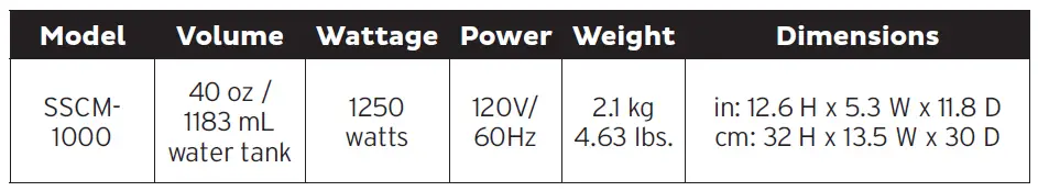 Product specifications