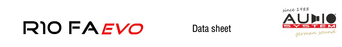 AUDIO SYSTEM R10 FA EVO Flat 250mm Flat Subwoofer - data sheet