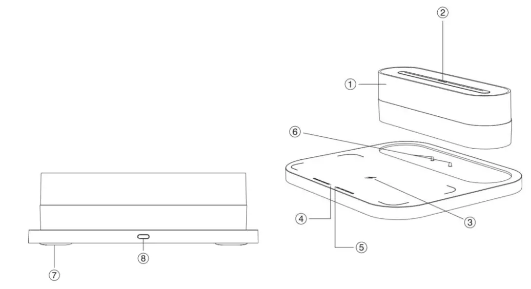 Livoo TEA292 Bedside Lamp with Fast Wireless Charger - charging