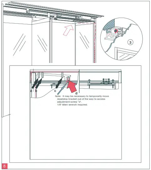 dormakaba ESA500 Fixed Sidelite all Glass Automatic Sliding Door with ESA II Controller - Adjustment of the Breakout