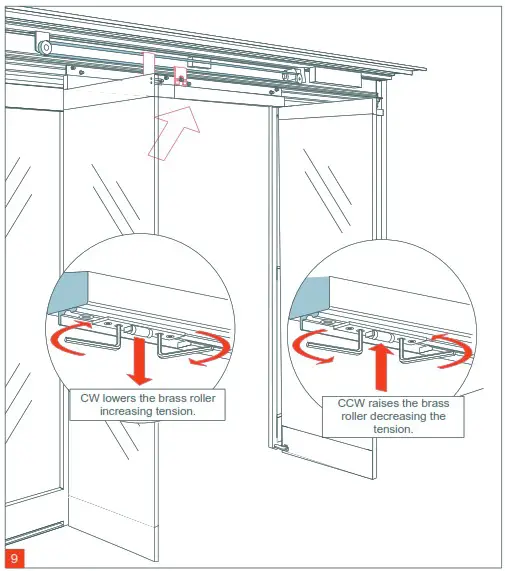 dormakaba ESA500 Fixed Sidelite all Glass Automatic Sliding Door with ESA II Controller - Adjustment of the Roller Catch