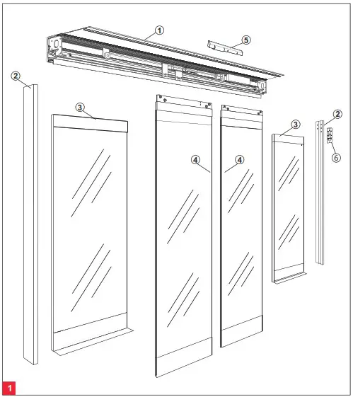 dormakaba ESA500 Fixed Sidelite all Glass Automatic Sliding Door with ESA II Controller - Components - Overview