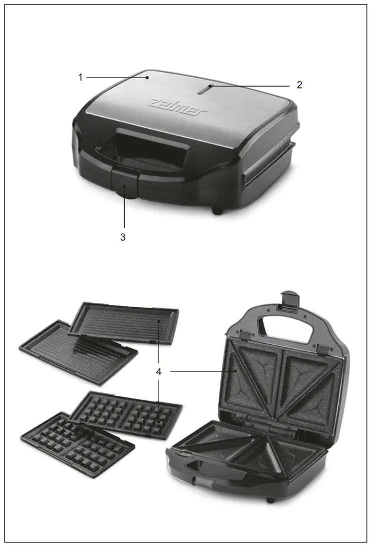 zelmer ZSM7900 3 In 1 Sandwich Maker - fig 1