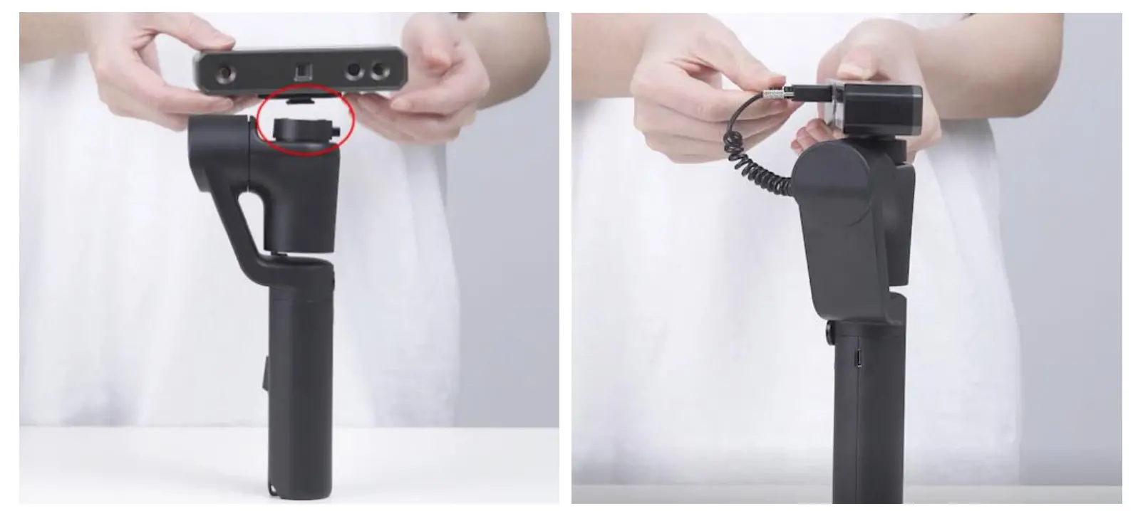 Connecting the Handheld Stabilizer to MINI 3D Scanners