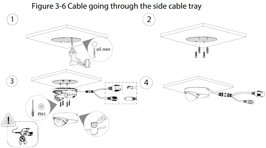 dahua IPC D2B40 Dome Network Camera - cable tray