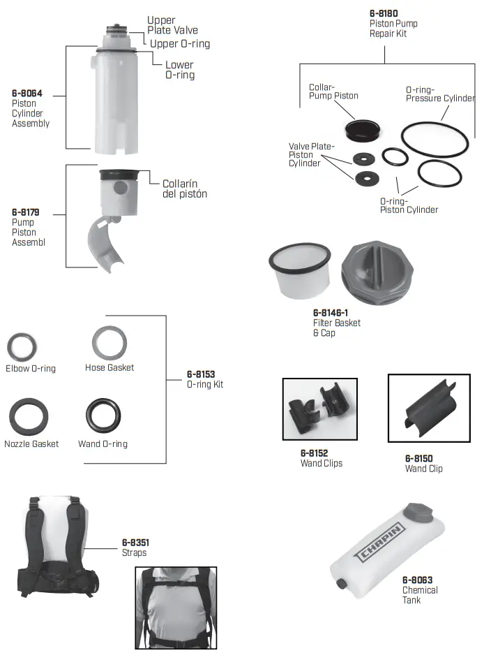 CHAPIN 63950 4G 15L Mixes On Exi Backpack Sprayer - REPLACEMENT PARTS ORDER INFORMATION 2
